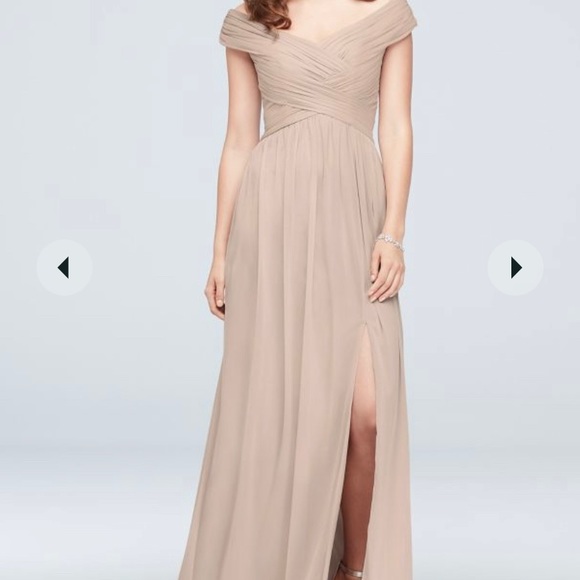 David’s bridal cross cross off the shoulder bridesmaid dress - Picture 1 of 2